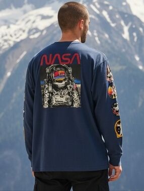 Fifth Sun NASA Graphic Long-Sleeve Tee - Navy with Red Accents